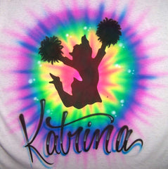 Tye Dye Jumping Cheerleader Airbrush Shirt