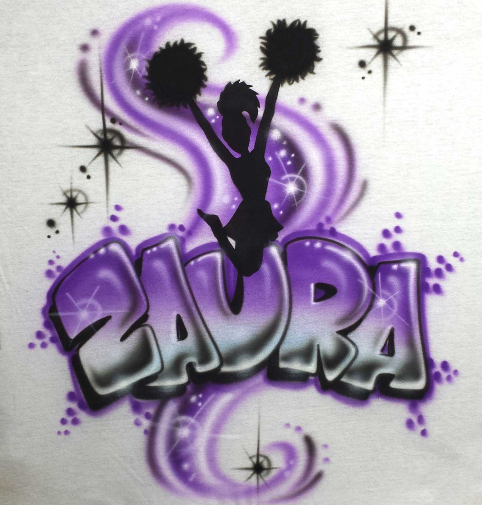 Airbrushed Jumping Cheerleader with Pom Pom's Personalized Shirt