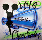 Cheerleader Megaphone school team personalized airbrushed t-shirt