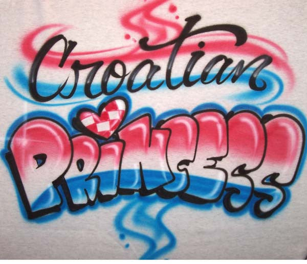 Croatian Princess with Heart and Flag Airbrushed Shirt