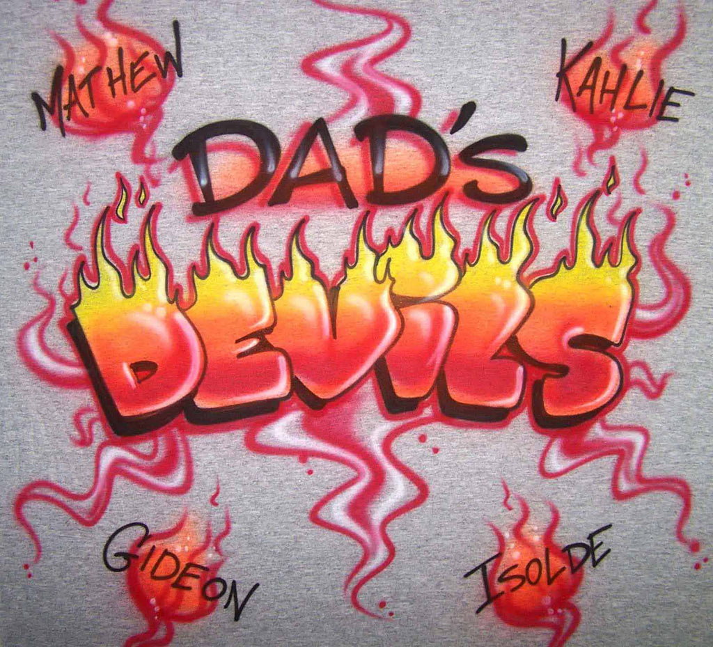 Dad's Devils Custom Airbrushed Shirt With Family Names