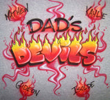 Custom Airbrushed Dad's Devils Shirt With Family Names