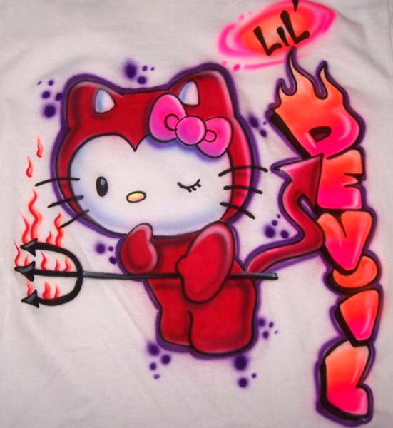 'Lil Devil' Kitty Airbrushed T-Shirt or Sweatshirt