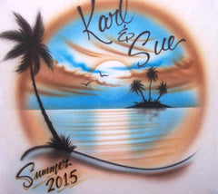 Earth Tone Beach scene with 2 names airbrushed