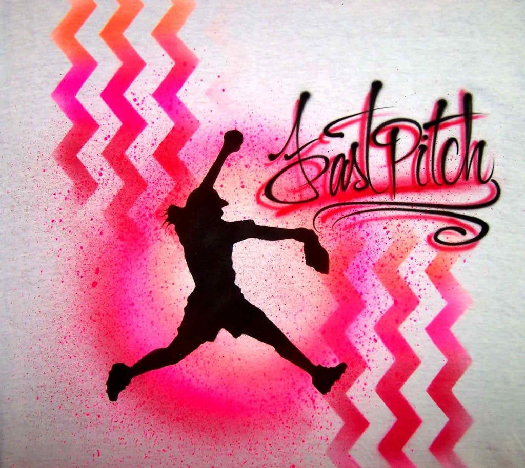 Fastpith Softball Player Airbrushed Shirt with Chevron Pattern