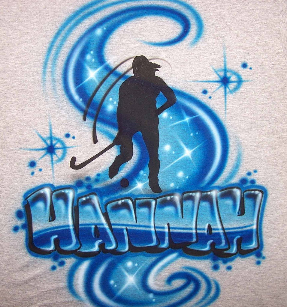 Field Hockey Player & Name Airbrushed Shirt