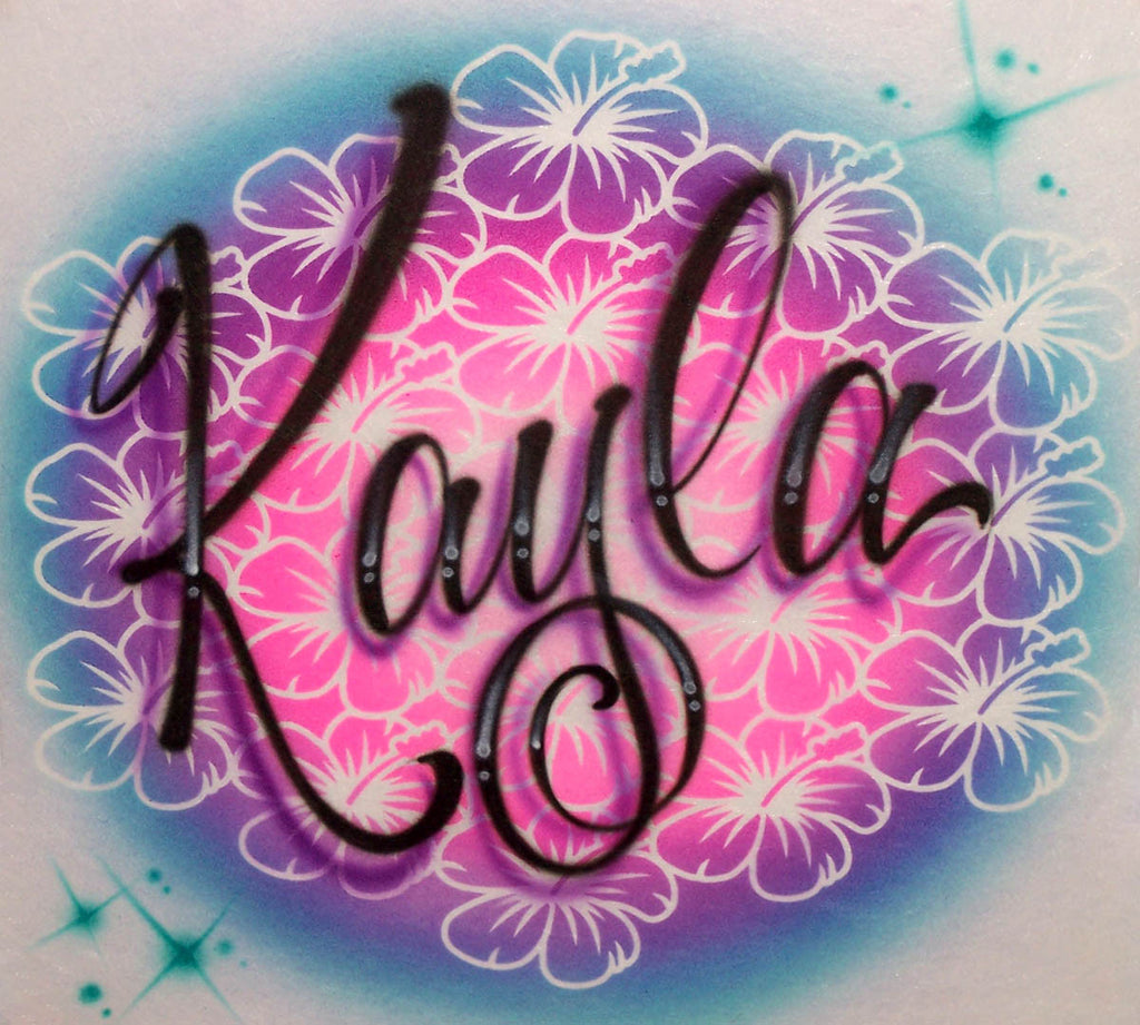 Personalized Stencil Flower Collage Airbrushed Shirt
