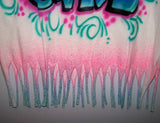 Fringe color cut airbrushed t-shirt bottom