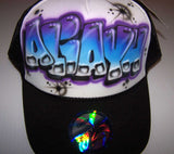 Airbrushed Graffiti Block Letter Snap Back Trucker Hat Personalized