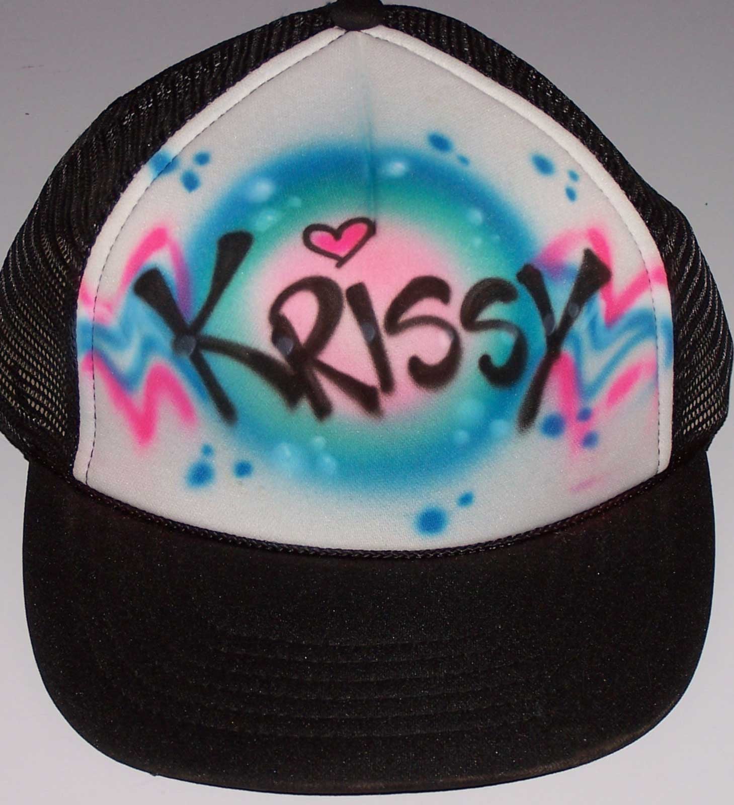 Print Name Stars And Color Background Airbrushed Trucker Hats