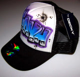 Personalized Airbrushed Trucker Snap Back Side Profile