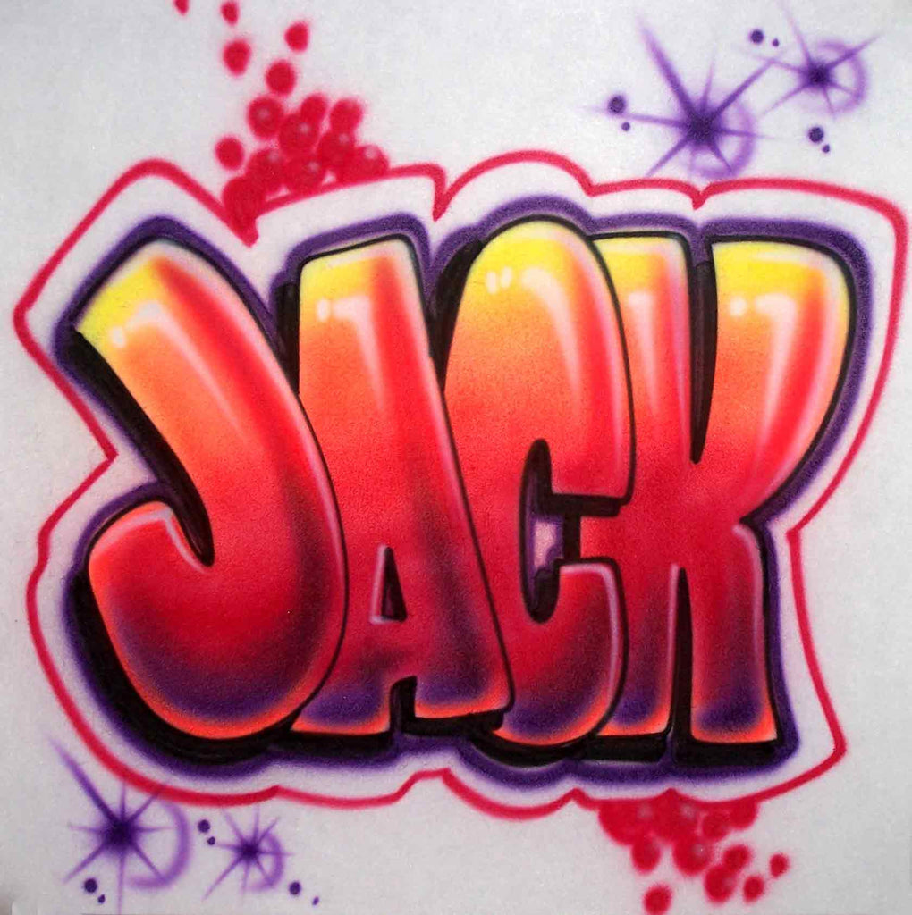 Airbrushed Graffiti Block Style Custom Tee or Sweatshirt; Add Any Name or Colors