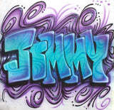 airbrush Graffiti swirled name graphic t-shirt