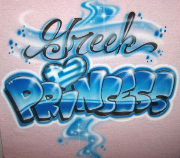 Greek Princess with Heart and Flag Custom Airbrushed Shirt