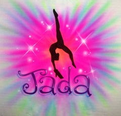 Gymnast Balance Beam Flip Airbrushed Tie Dye Color Shirt