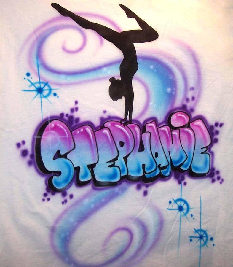 Airbrushed Gymnast Handstand on Name Shirt Design