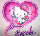 Hello Kitty Heart Flower Angel Wings Airbrushed T-Shirt