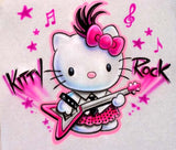 Airbrushed Hello Kitty Rock Music Shirt
