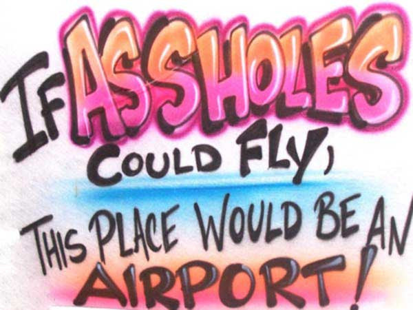 If Assholes could fly, this place would be an Airport! Funny Airbrushed T-Shirt or Sweatshirt