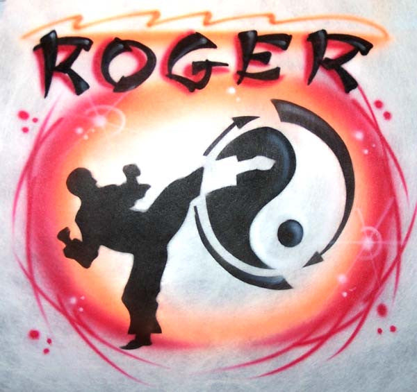 Karate Yin Yang Airbrushed Name Shirt 