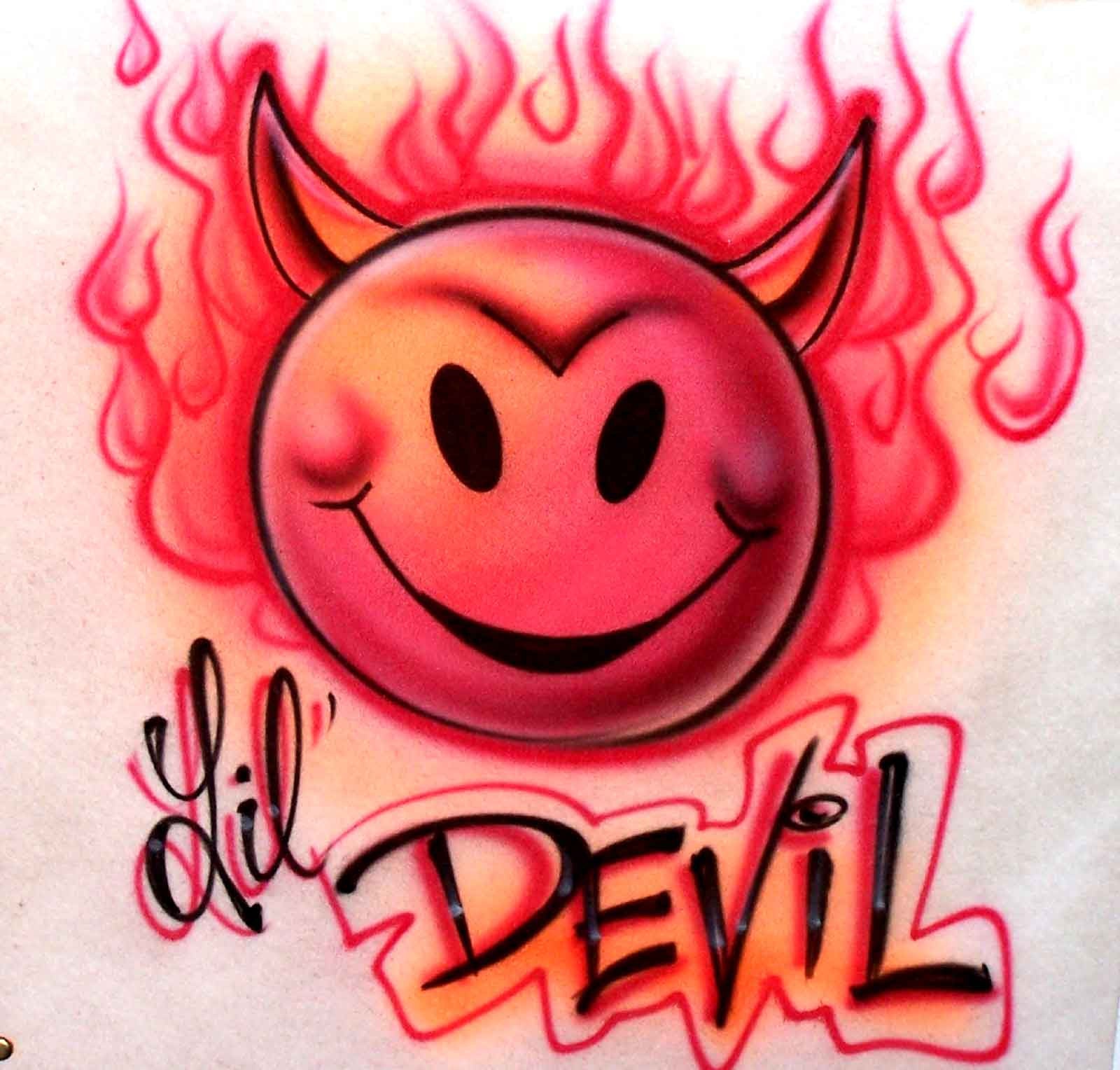 Little Devil Smiley Face Airbrushed Shirt