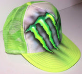 Monster Theme Airbrushed Neon Green Trucker Snap Back Personalized Hat