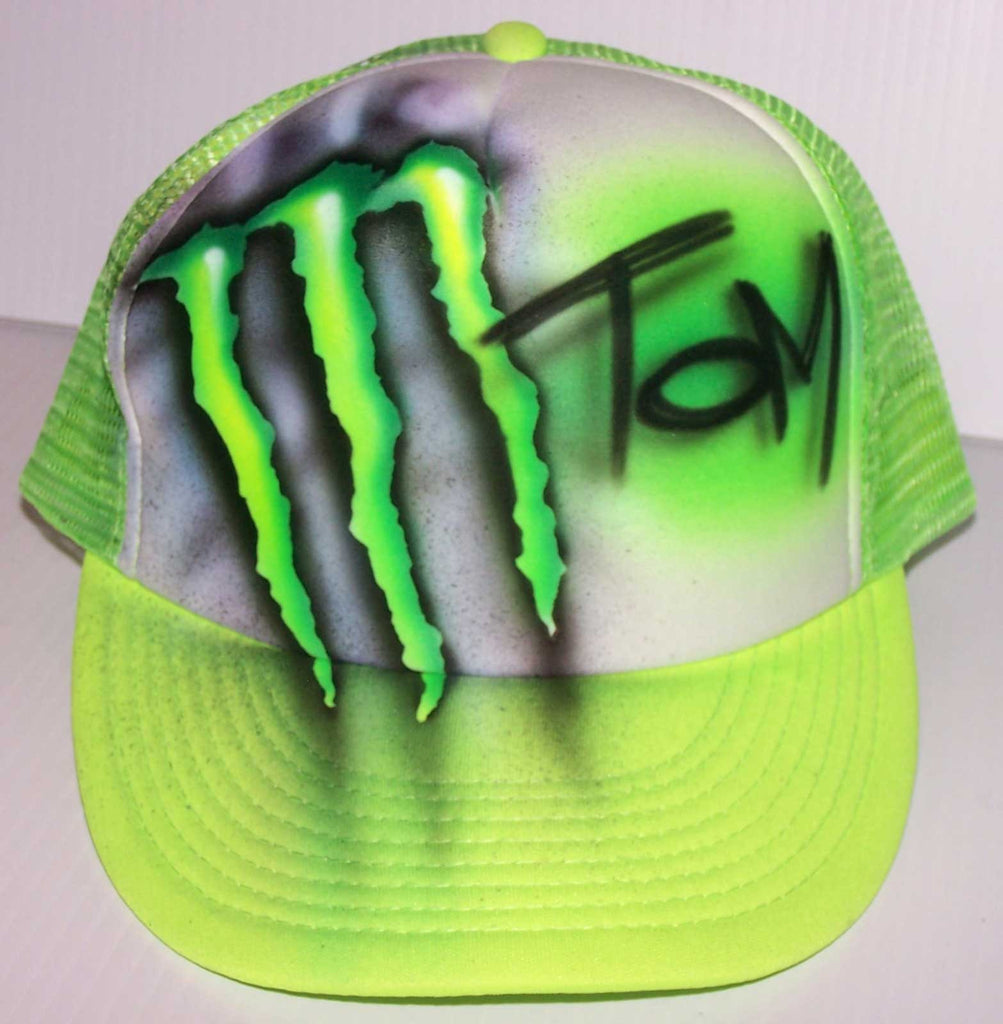 Personalized Monster Theme Airbrushed Snap Back Trucker Hat