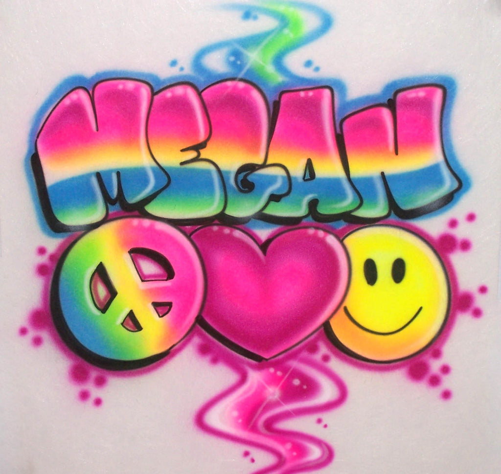 Personalized Peace Love & Smiley Airbrushed Design for Your Shirt