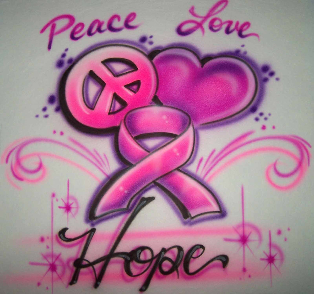 Peace, Love, Hope Airbrushed Cancer Awareness Shirt