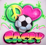 Peace Love Soccer Airbrushed Shirt Design