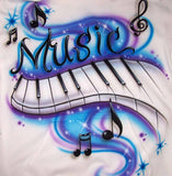 Airbrush Piano Music notes shirt