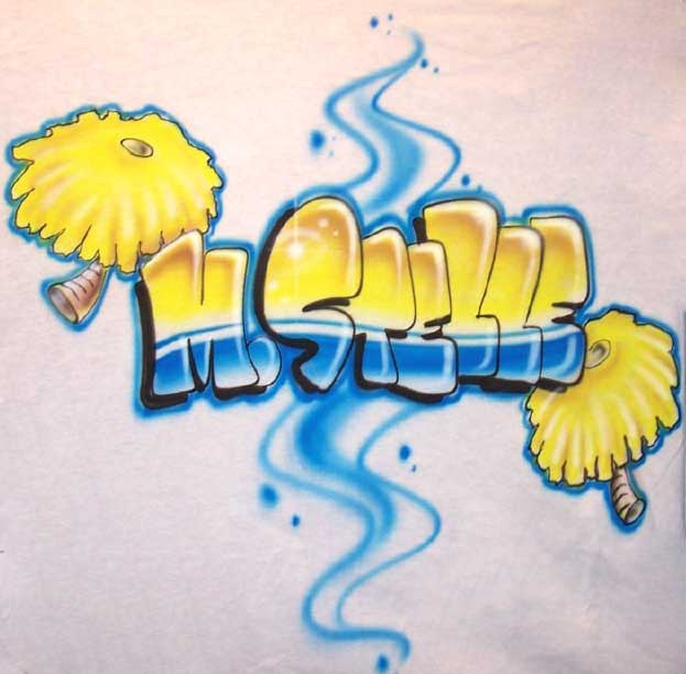Personalized Pom Pom Cheerleader Airbrushed Shirt