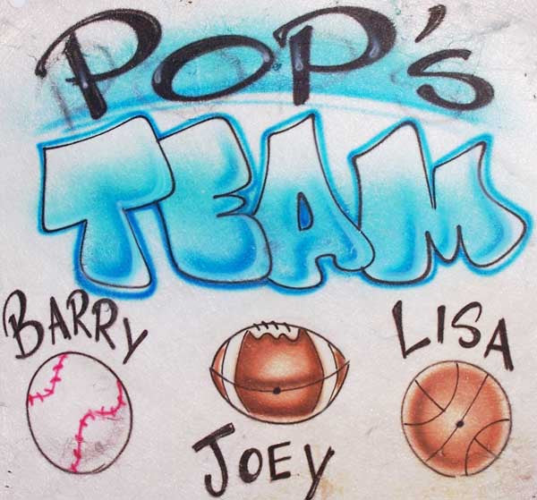 Pop's Team Airbrushed Sport Themed Family Shirt With Kid's Names