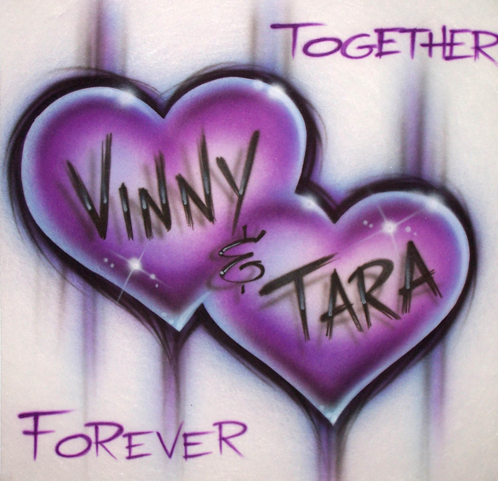 Together Forever Dripping Double Heart with Any Two Names Airbrushed