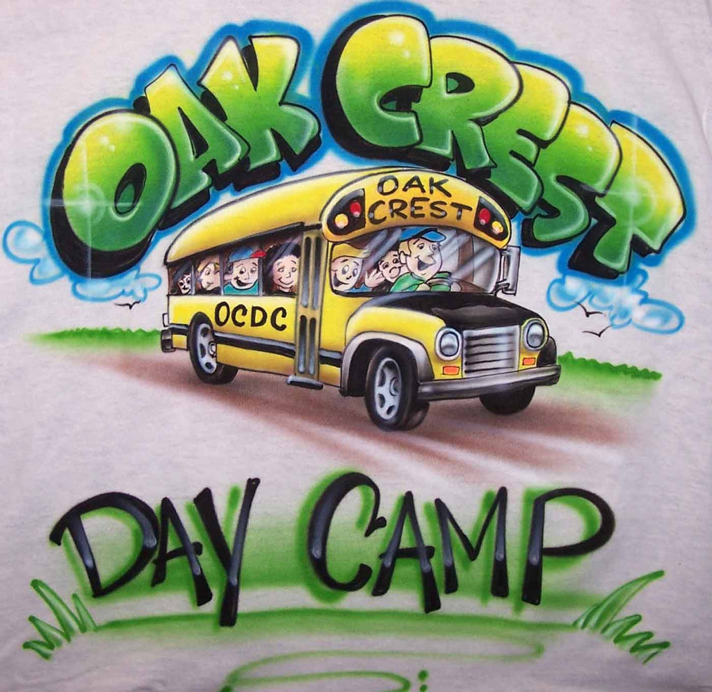 Custom School Bus Camp Trip Airbrushed Double Sided Shirt Design