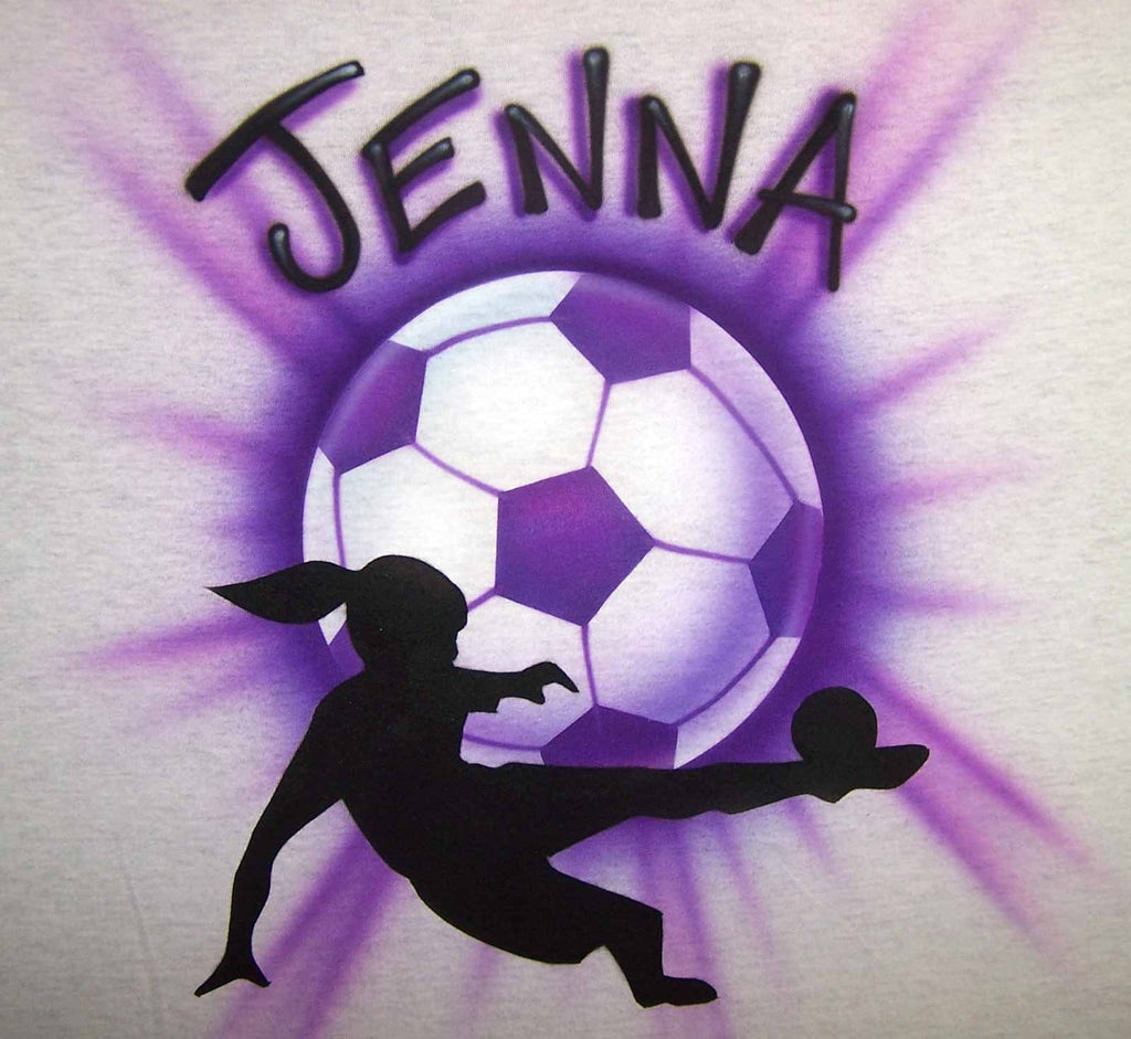 Soccer Player & Ball Airbrushed Shirt Available In Any Colors