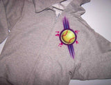 Airbrushed Softball Monogram Zipper Hooded Sweatshirt