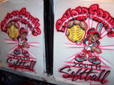 Softball Player Team Character Airbrushed T-Shirt