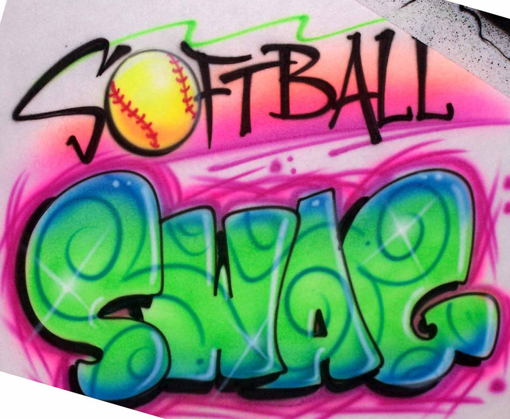 Softball Swag Airbrushed Graffiti Shirt Design