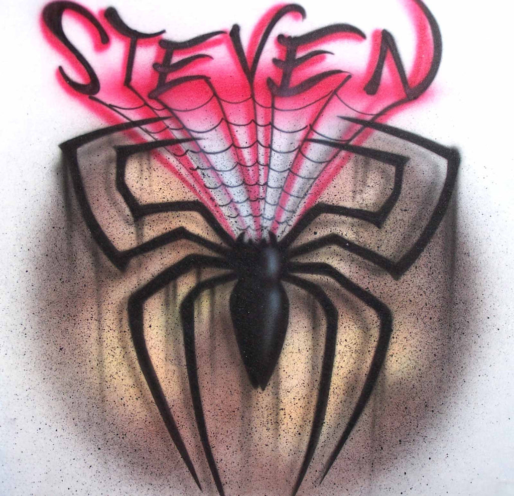 Airbrushed Spider with Web & Any Name Added T-Shirt Sweatshirt or Hoodie
