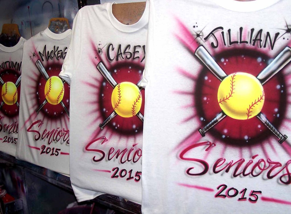 Airbrushed Softball Team Shirt Front & Back Design with Name/ #