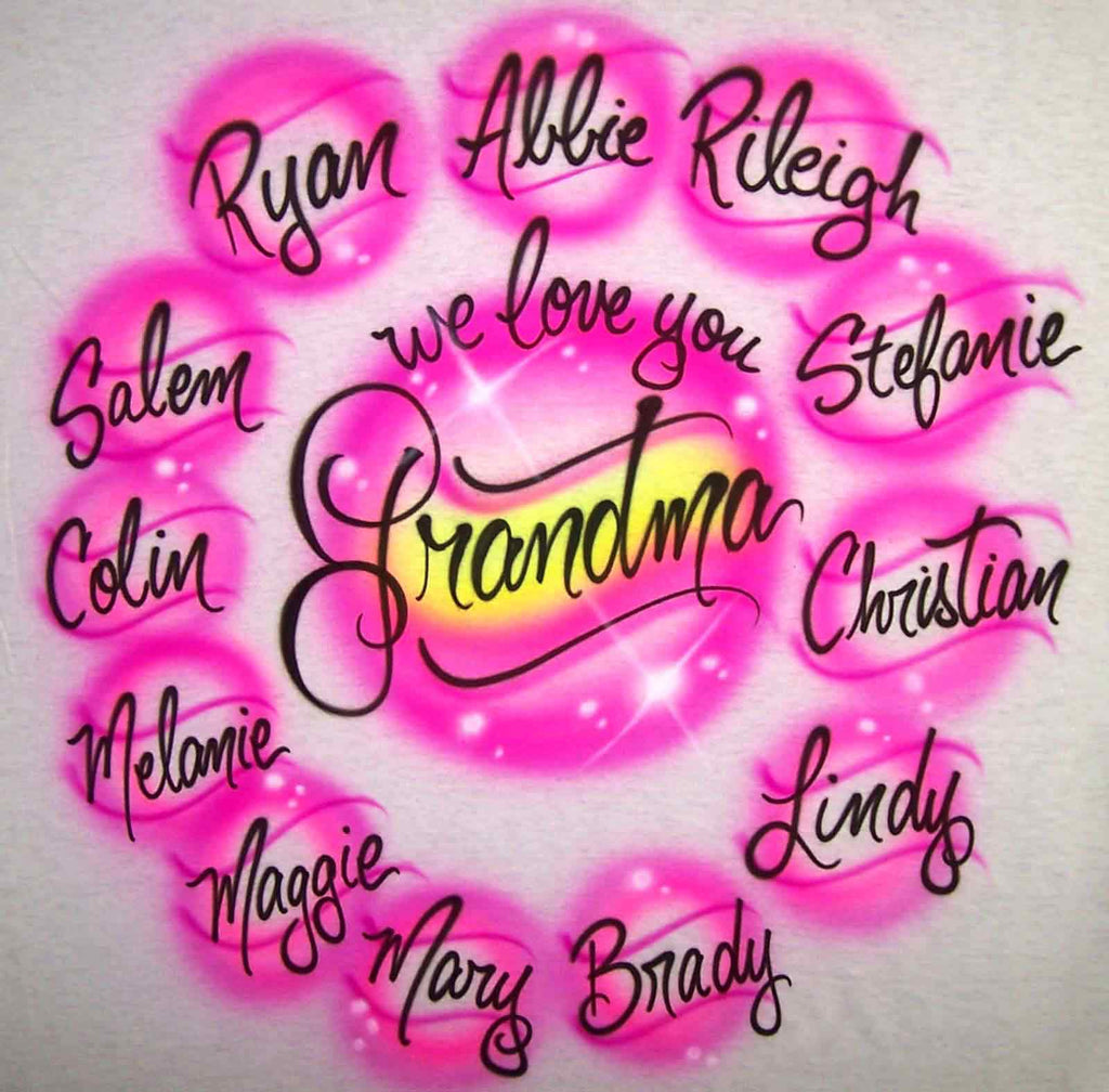 We Love You Grandma Airbrushed Family Shirt With All Kid's Names