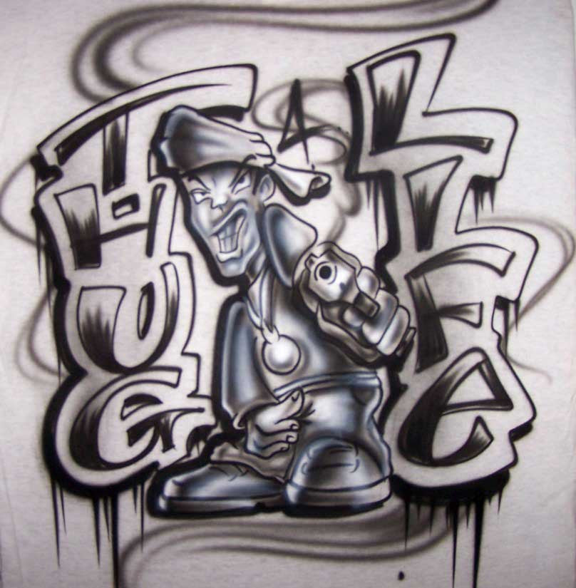Airbrushed Thug 4 Life Graffiti Cartoon Urban Shirt Design