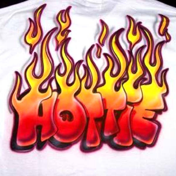 Airbrushed Hottie in Flames Shirt
