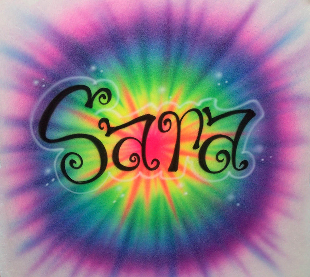 Tie Dye Airbrush Background with Any Name Added